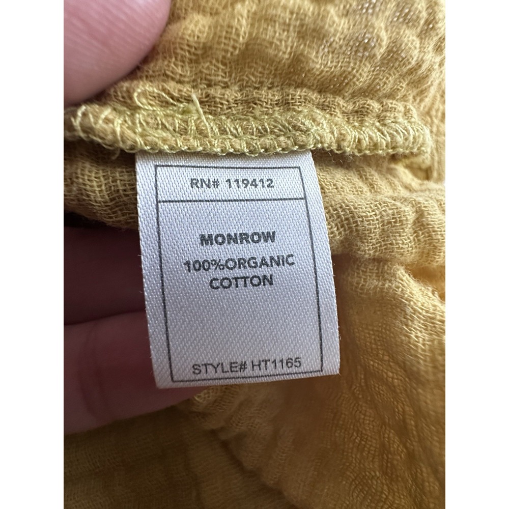 Monrow Womens‎ Cap Sleeve V Neck Boxy Gauze Small Top Yellow Cotton #GG8-3 - Picture 6 of 7
